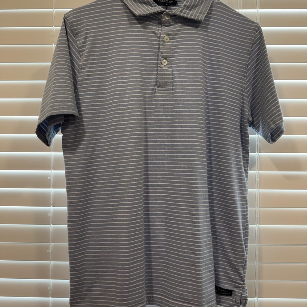 Simply Southern Gray Striped Polo Shirt